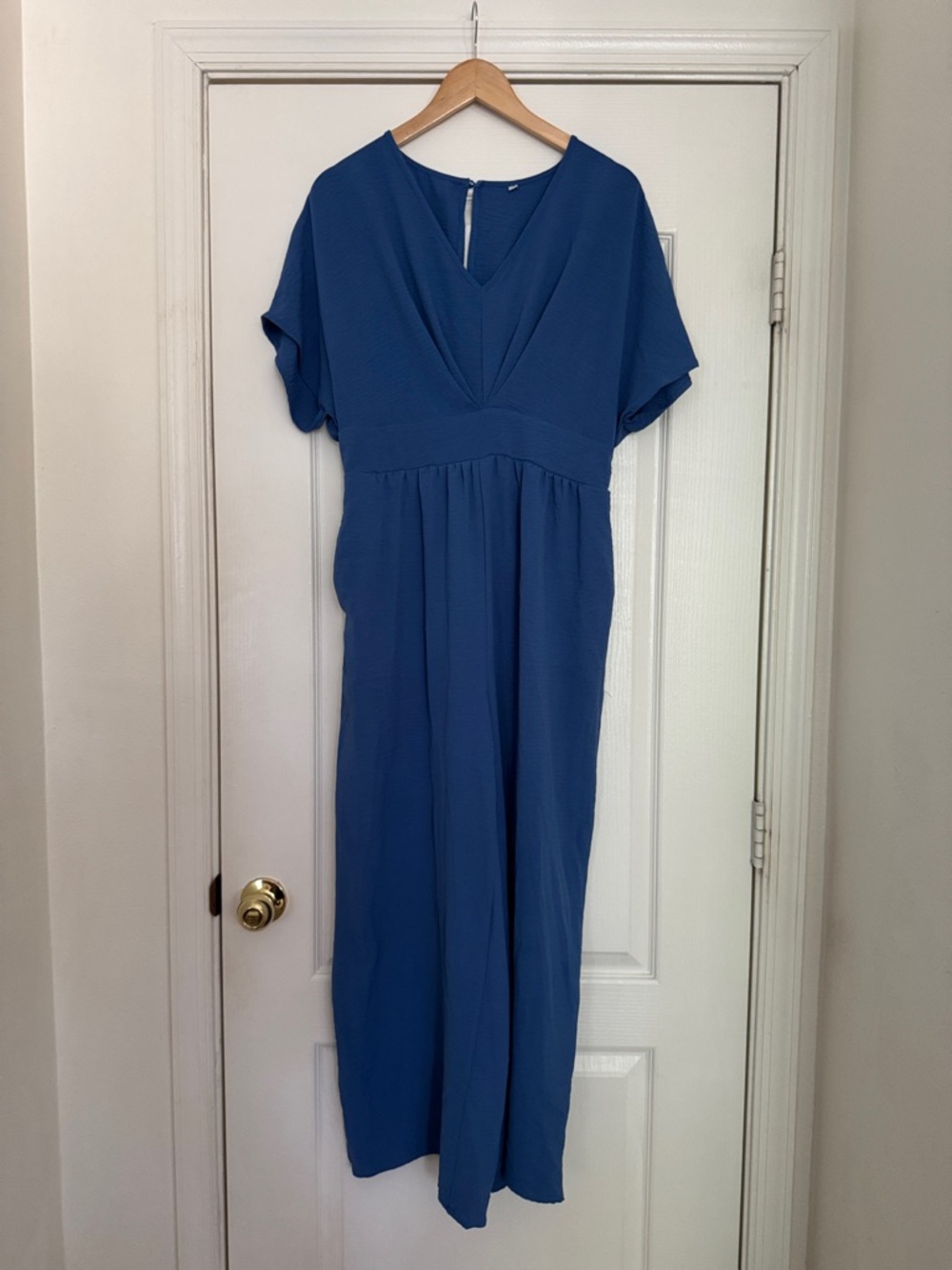 SHEIN Dusty Blue av-Neck Jumpsuit